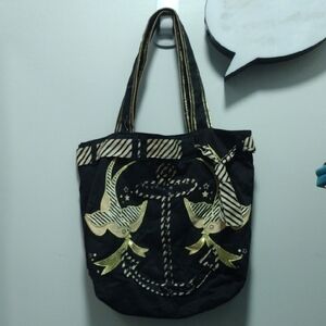 Loungefly Nautical Sparrow Black and Gold Tote Bag